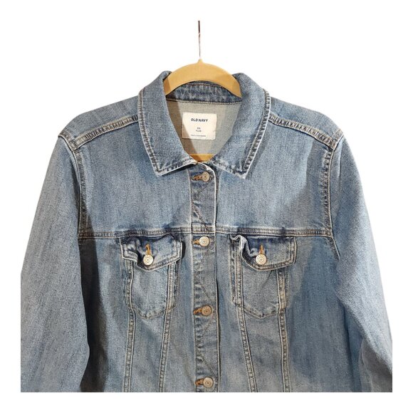 Old Navy Classic Medium Wash Stretch Denim Jacket Capsule Wardrobe Women's 2X - Picture 5 of 8